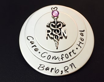 Personalized Pin for RN / Caduceus /bsn /Nurses / Nursing Student /  Nursing Pinning Ceremony / RN pin / Nurse Gift / Care comfort heal pin