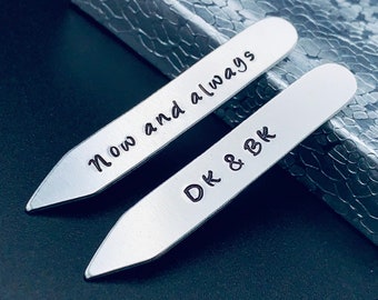 Personalized Collar Stays / silver color / Anniversary Gift / Best Gift for Husband / Boyfriend / Father's Day Gift / Valentine's Gift