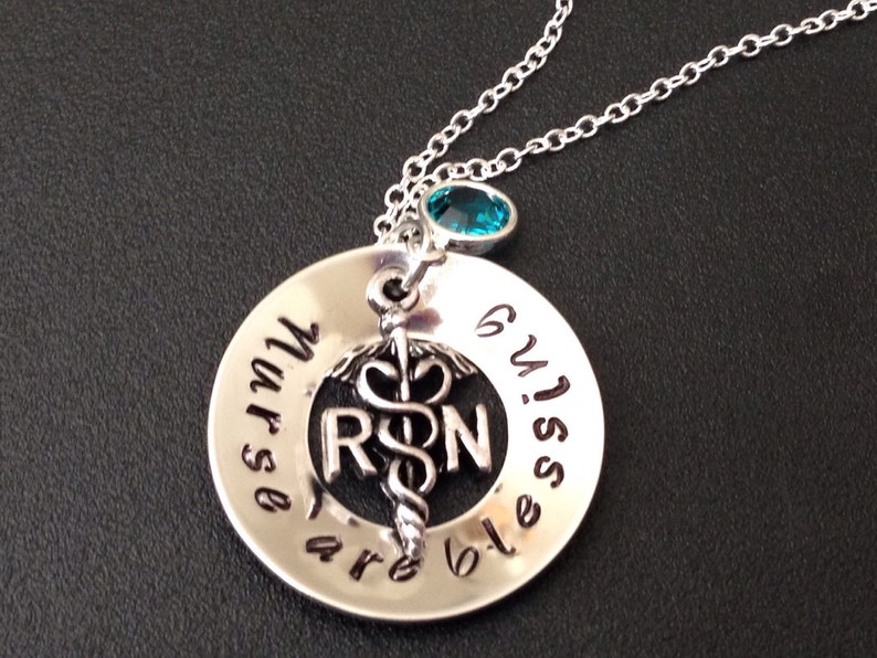 Hand Stamped Jewelry / RN Necklace / Nurses / Nursing Student Etsy
