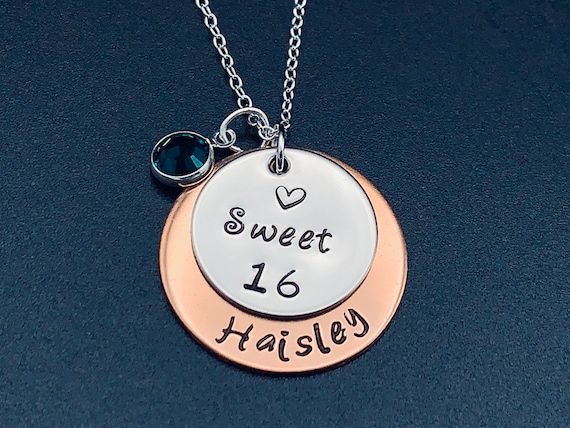 Personalized Sweet 16 Gift Necklace - 16th Birthday, Sweet Sixteen - G –  Trendy Nomad