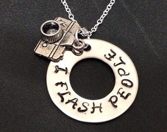 I Flash People - Camera Charm - Washer Necklace-personalized necklace-Hand Stamped Jewelry