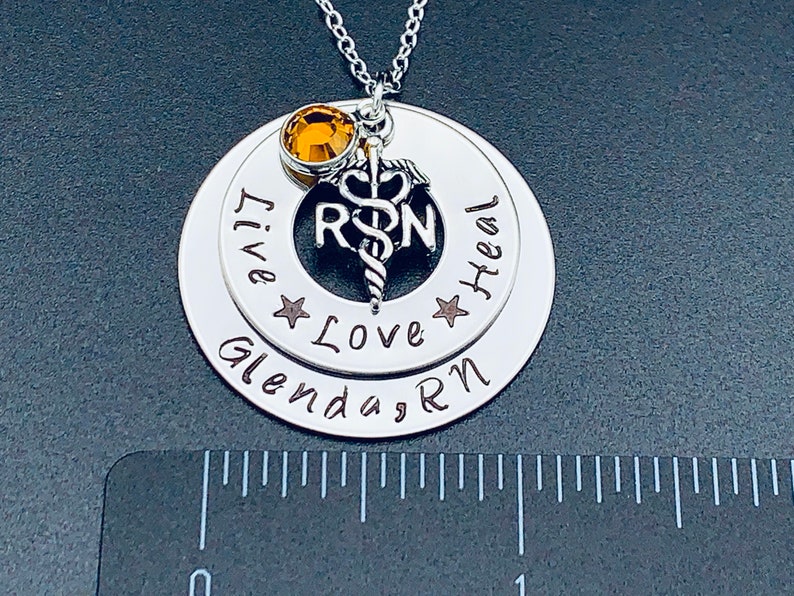 Hand Stamped Jewelry / RN Necklace /LPN / Cadeceus Nurses / - Etsy