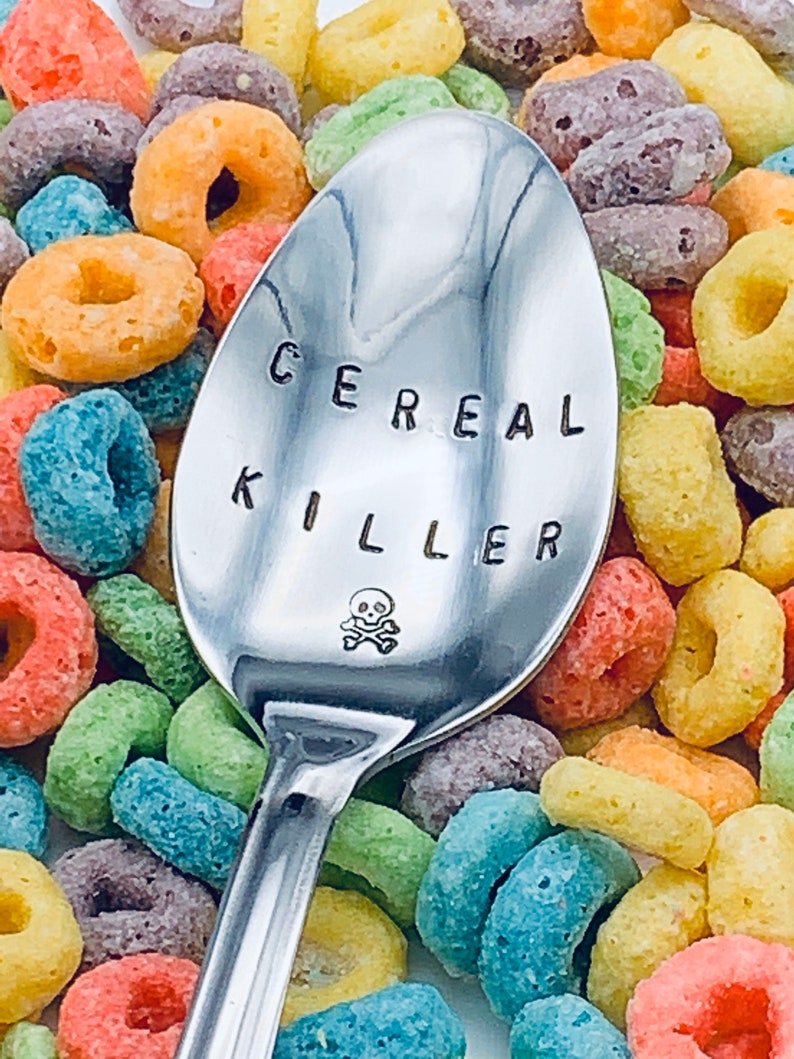 Cereal Killer Spoon / Unique Gift/Boyfriend / Teenager / Husband / Cereal Lover / Hand Stamped Spoon / Personalized Spoon/ father's day Gift image 8