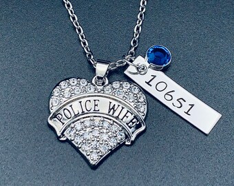 Hand Stamped Jewelry -Police Wife- hand stamped jewelry-personalized jewelry-sheriff wife-deputy wife-trooper wife - thin blue line
