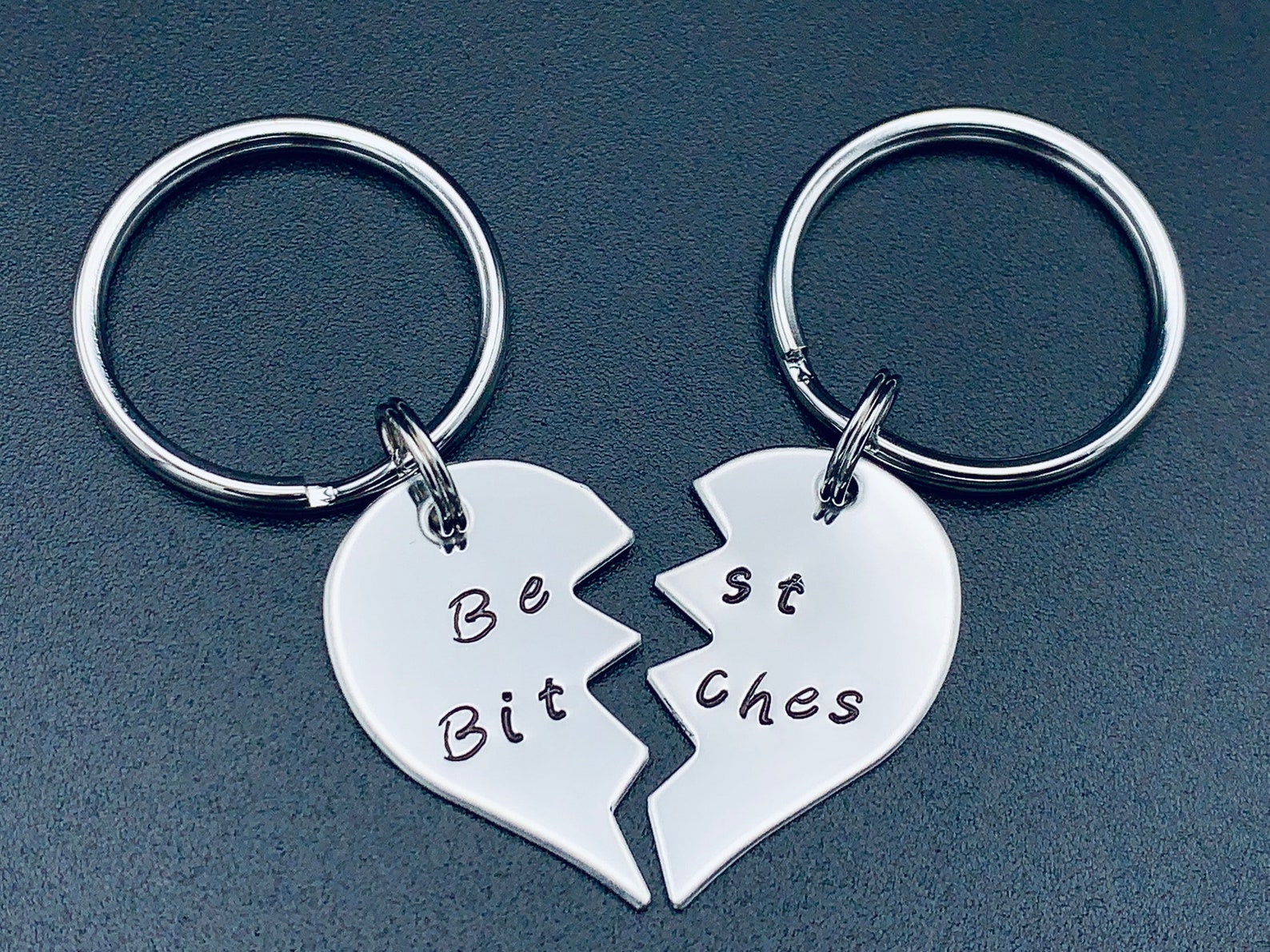 Best B&tches Hand Stamped Key Chains Matching Best Friends | Etsy