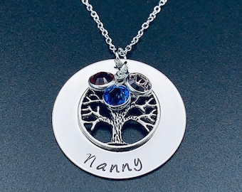 Hand Stamped Jewelry-Personalized Mother's Necklace-Tree of life family necklace established necklace / family necklace /nanny necklace gift