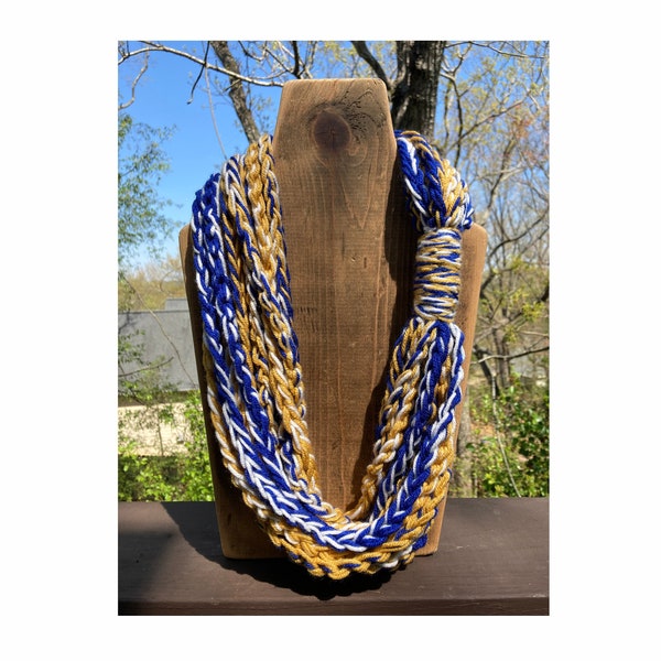 Rope Scarf - Royal, Mustard, White