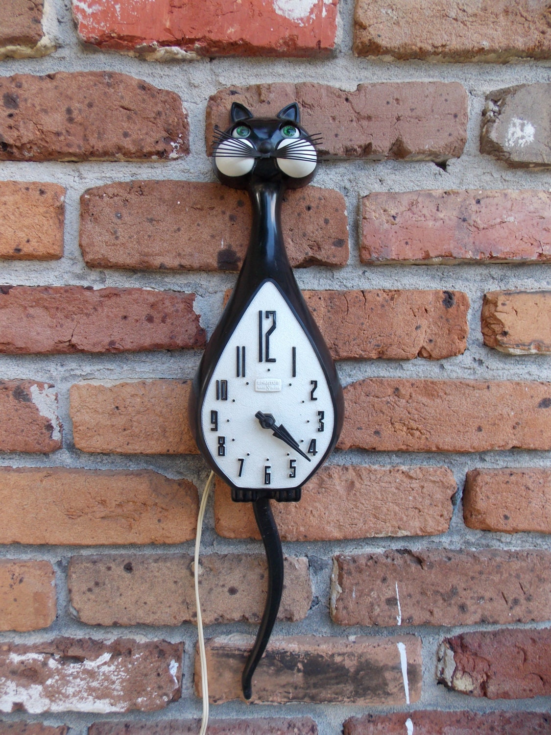 Vintage Authentic Spartus Cat Clock with Blinking Green Eyes Etsy