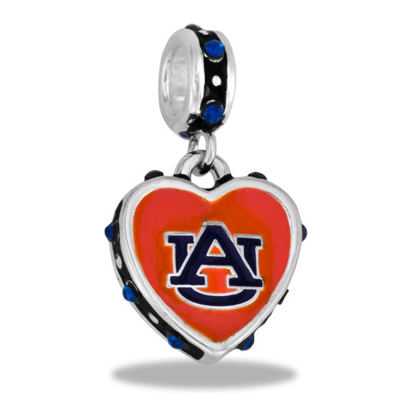 SALE Auburn University Collegiate Team Dangle with Crystals for Charm and Bead Necklaces or Bracelets  (HHAUB1)