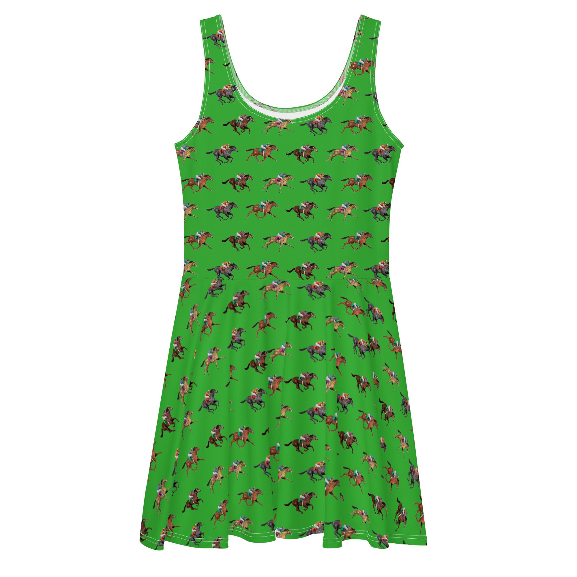 Race Horse Kentucky Derby Inspired Green Skater Dress