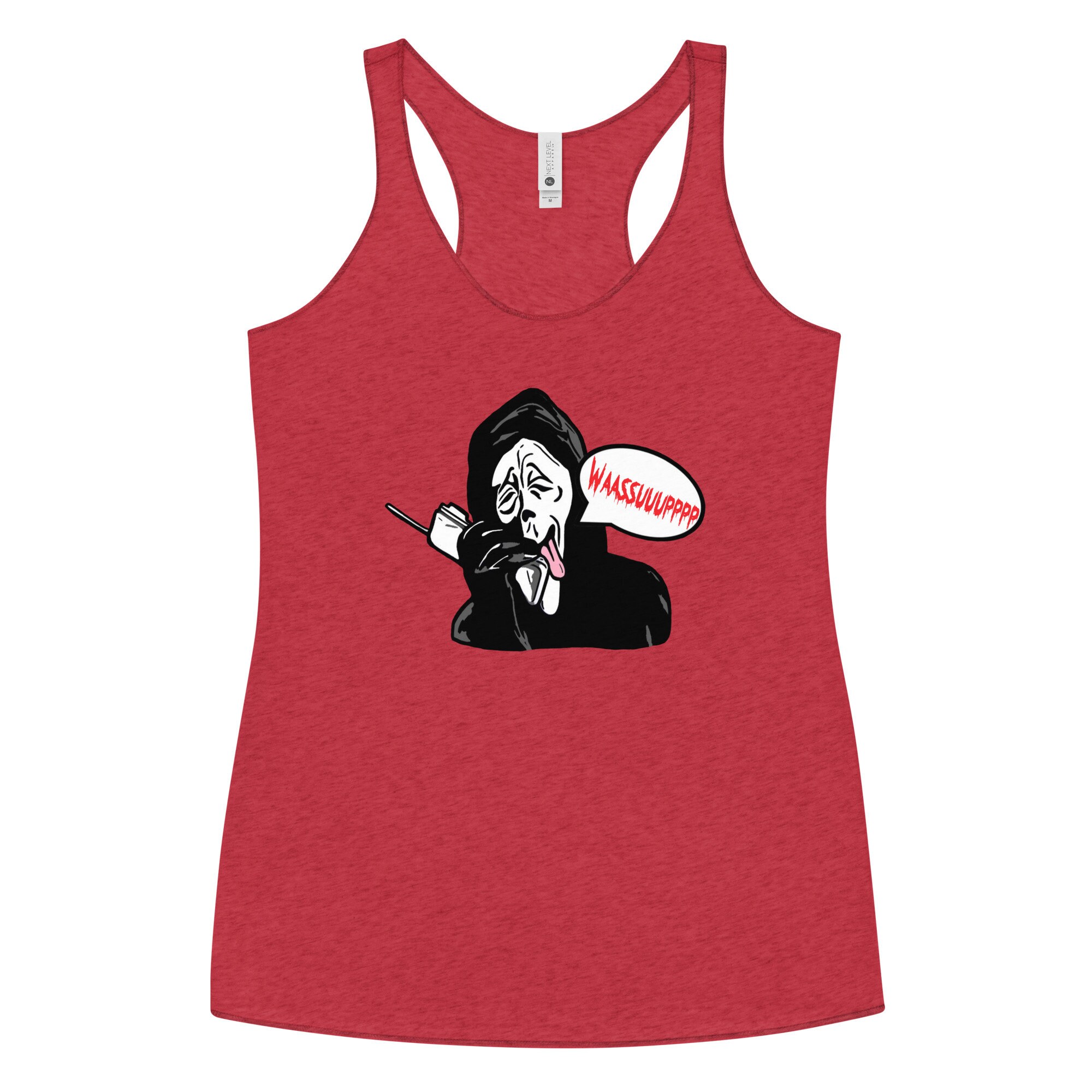 Whats Up Scary Movie Scream Ghostface Themed  Women's Racerback Tank