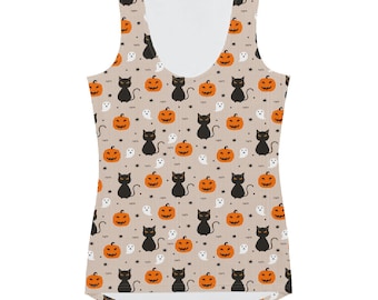 Halloween Ghost Pumpkin Black Cat Tank Top