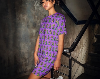 Mardi Gras Alligator Parade themed T-shirt dress