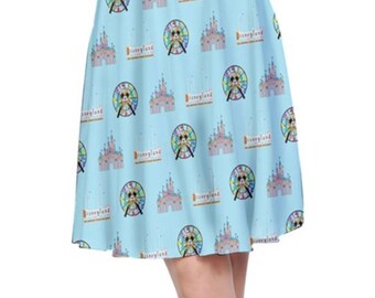 Castle  Park Icons Disneyland Inspired A Line Skirt/ mini skirt