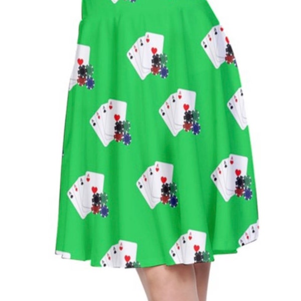 Poker Vegas style A Line Skirt/ mini skirt