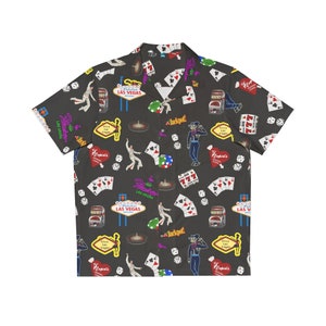 Camisa hawaiana para hombre con temática de Las Vegas