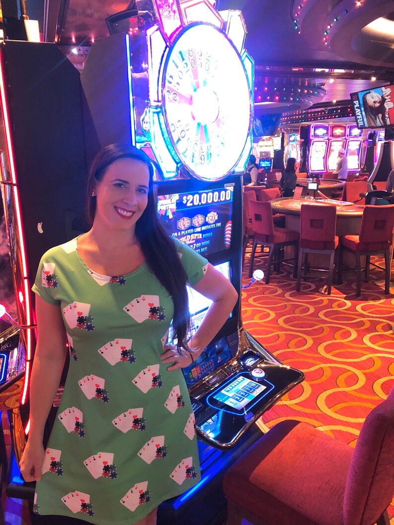 Vegas Poker Print Short Sleeve Dress