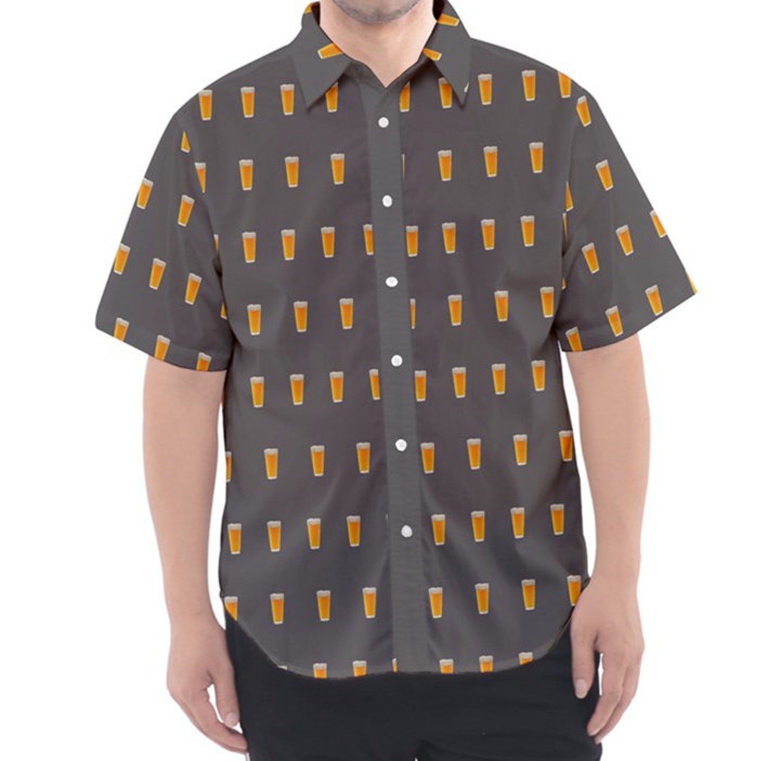 Beer Print Button up Shirt Etsy