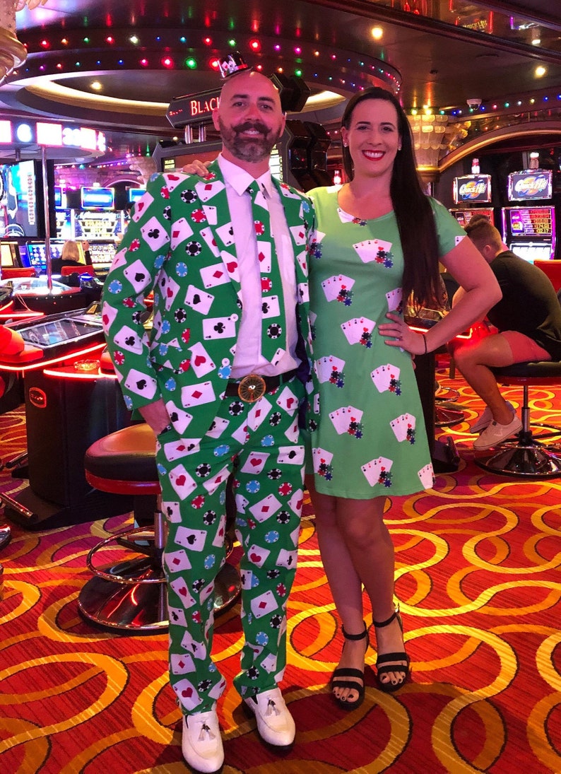 Vegas Poker Print Short Sleeve Dress