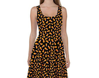 Vestido de patinadora de outono com estampa de milho doce