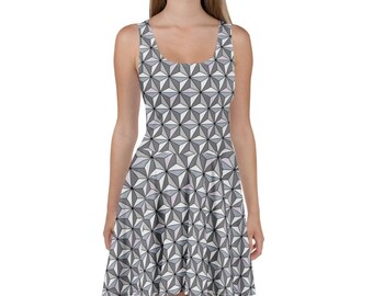 Vestido skater con estampado temático de Disney de Epcot Ball