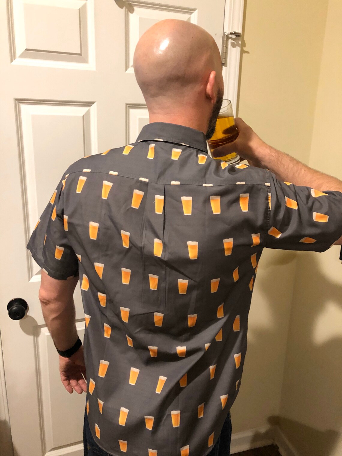 Beer Print Button up Shirt Etsy