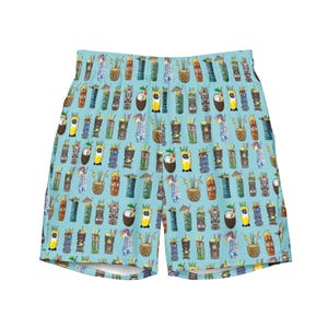 Tropical Tiki Drink Cup inspired Recycled Swim Trunks