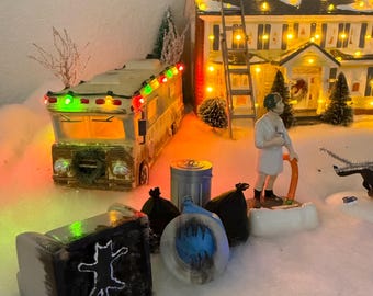 Weihnachtsferien-Weihnachtsdorf unter dem Motto Müll Ergänzungen Burnt Cat Couch, Clark Griswold Burnt Sled, Leiter