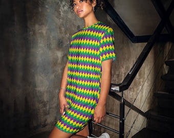 New Orleans Mardi Gras themed T-shirt dress