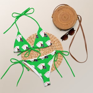 Vegas Poker All-over print recycled string bikini