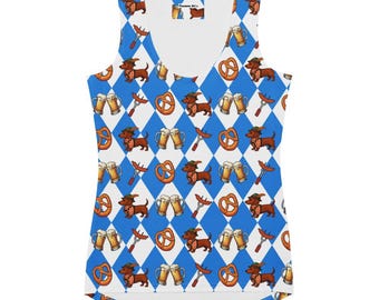 Camiseta sin mangas con sublimación de corte y costura para Oktoberfest con diseño de perro salchicha Weiner