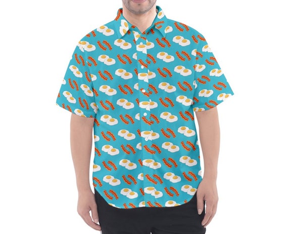Bacon and Eggs Inspired Print Button Up Etsy