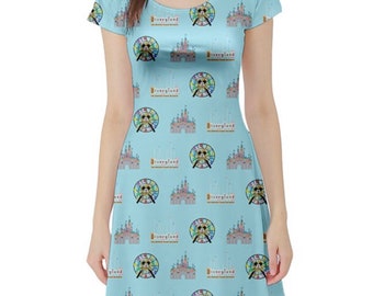 Castle Park Icons Disneyland Inspired  Short Sleeve Dress