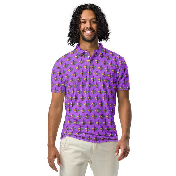 men's mardi gras dress shirts Dovford Men's Mardi Gras Novelty Button Down Long Sleeve Shirt, S-2XL