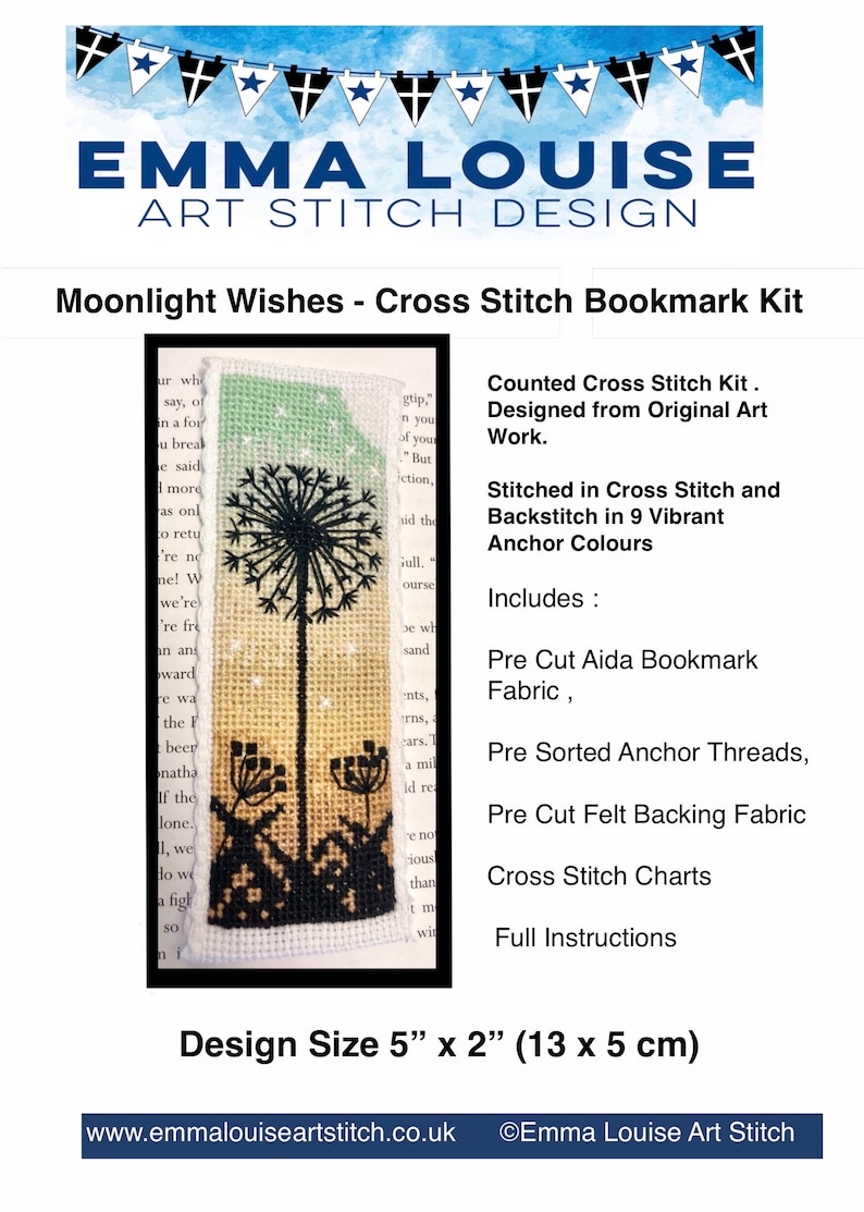Moonlight Wishes - Cornwall - Bookmark Art Cross Stitch Kit - Etsy