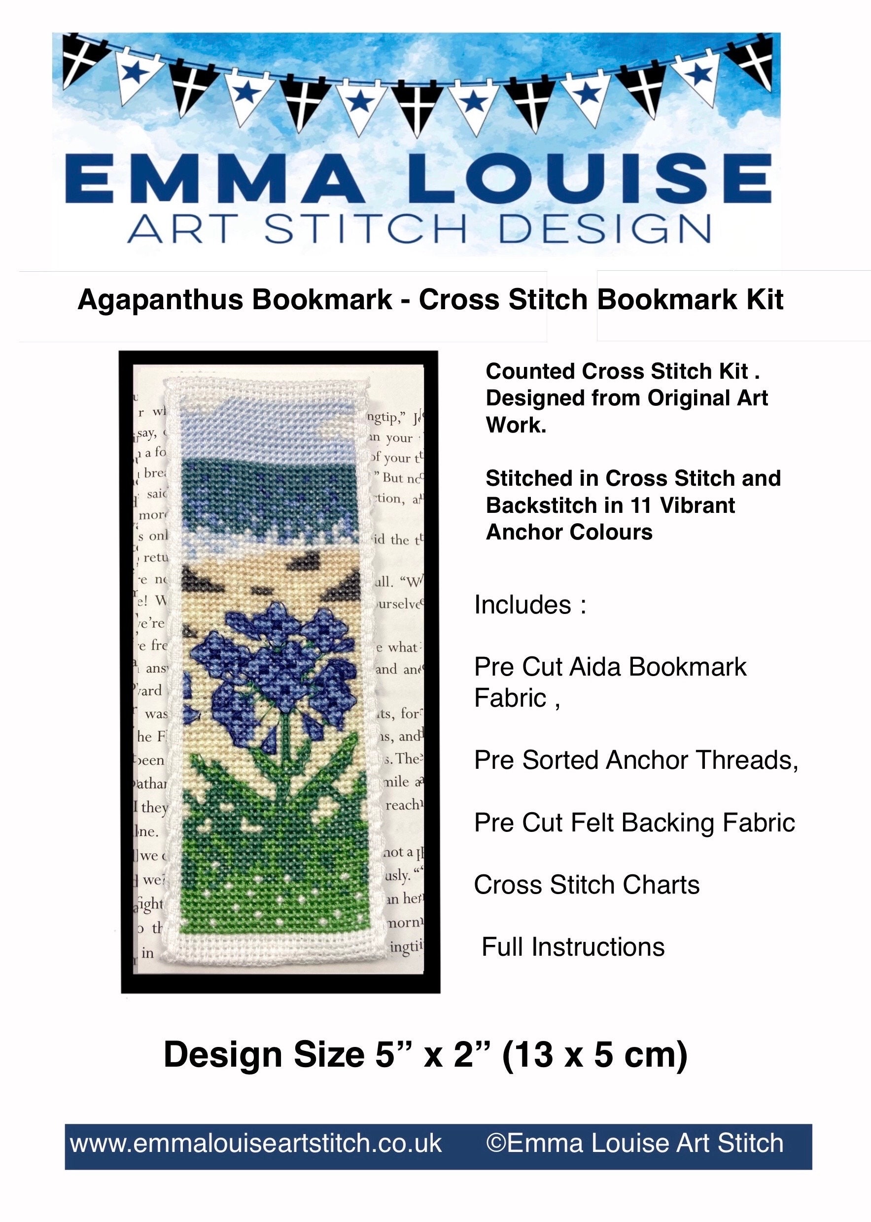 Agapanthus - Cornwall - Bookmark Art Cross Stitch Kit - Etsy
