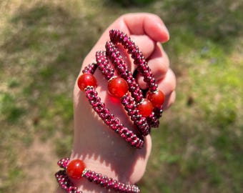 Garnet Bracelet / Carnelian with garnet Bracelet