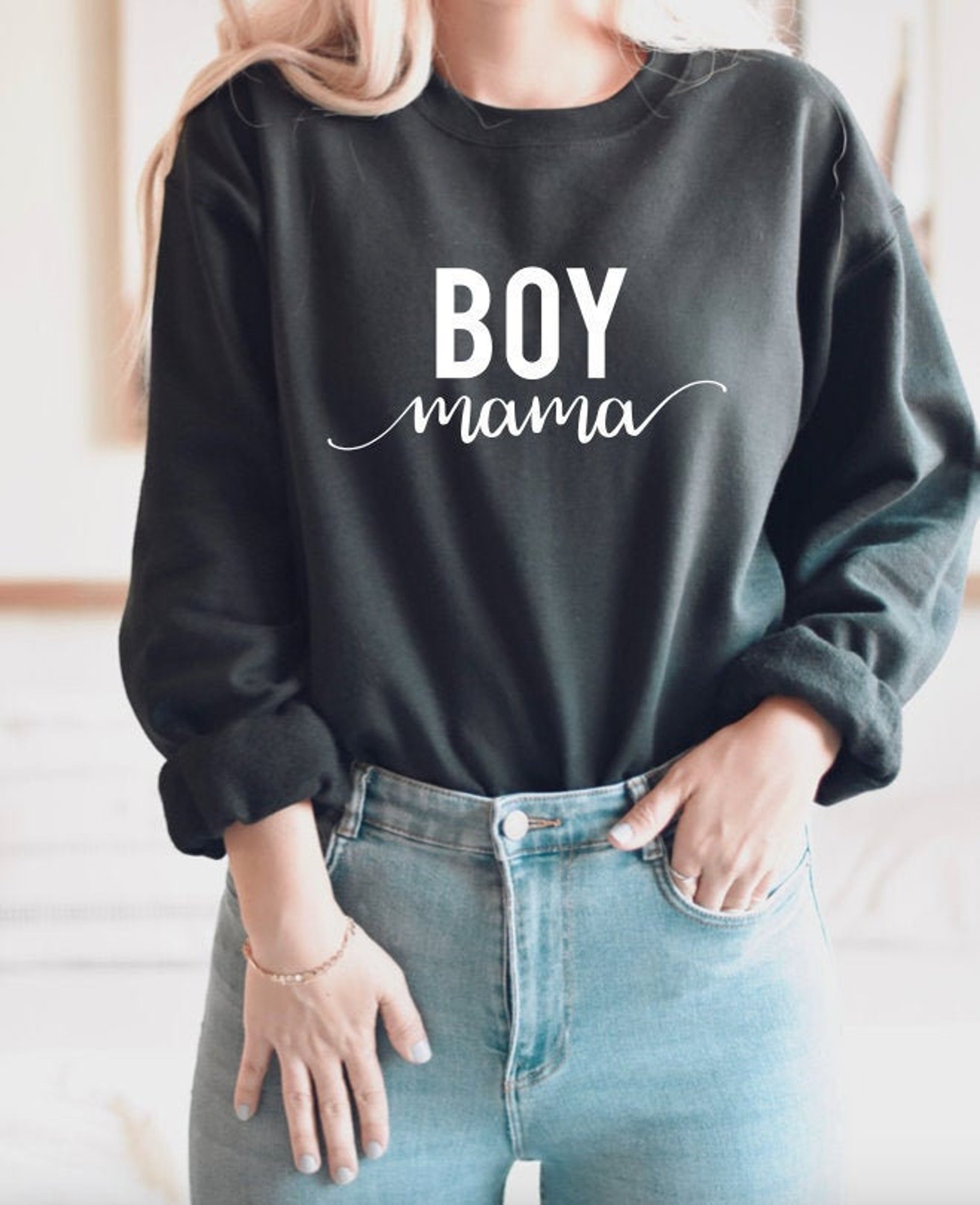 Boy Mama Crewneck Sweatshirt Boy Mom Hoodie Mommy Etsy