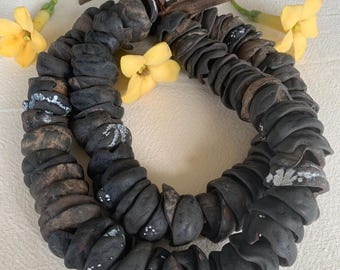 Hawaiian Lei / Kukui Nut Lei / Half Pieces / Natural / Down to Earth / 36 inches