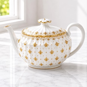 Vintage Fleur de Lis tekanna | Spode Porslin | Engelsk teservice