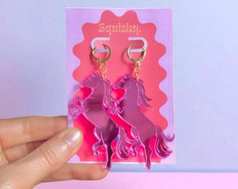 Pink Pony Earrings: Chappell Roan Y2K Barbiecore Cowgirl Rodeo Jewelry