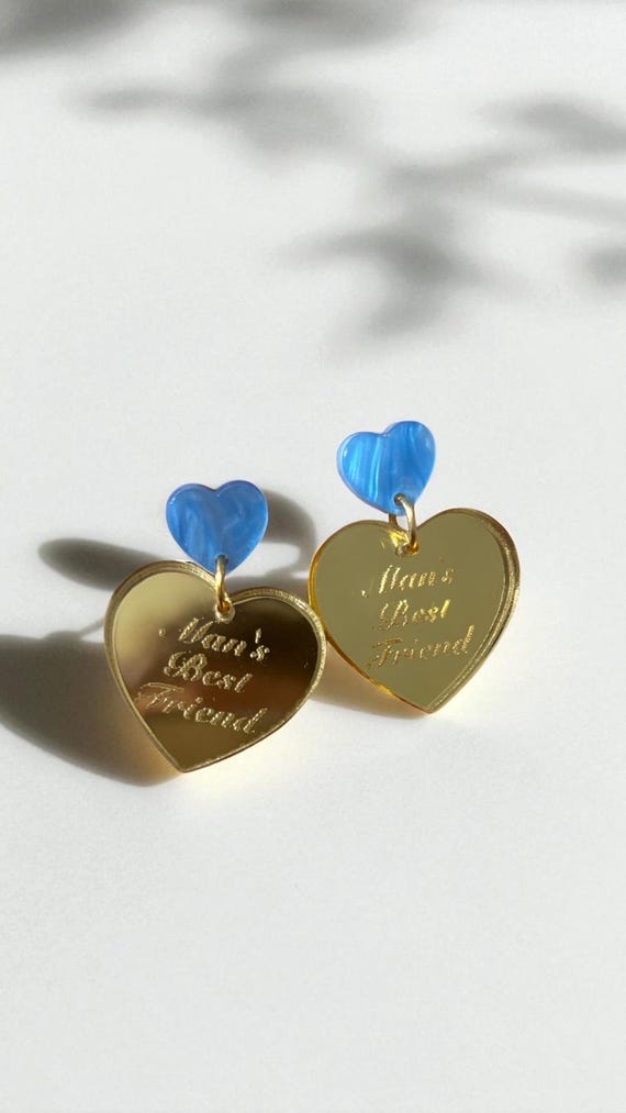 Man’s Best Friend Earrings Gold Heart Mirror Drop Earrings Sabrina Carpenter Coquette Showgirl Twee Cottagecore Jewelry Valentines Day Gift