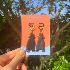 Babadook Horror Earrings: Handmade Polymer Clay Monster Hoops