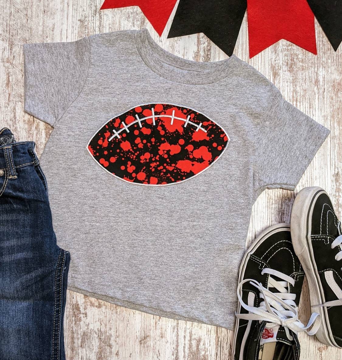Red Splatter Football Red & Black Splatter Print Football Toddler/youth Short Sleeve Shirt - Etsy