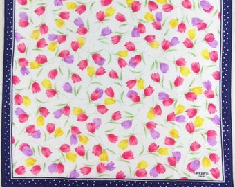 Vintage Ungaro Paris Handkerchief Floral Pattern Pocket Square 16.5" X 16"