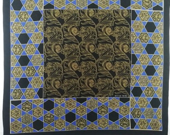 Vintage Hanae Mori Silk Scarf Shawl Floral Pattern Neck Wrap  30.5" X 31"