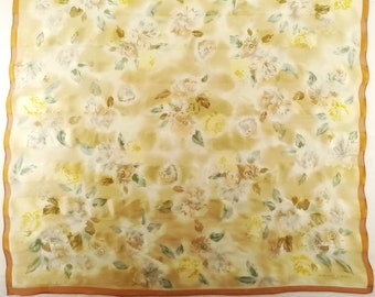 Vintage Jean Louis Scherrer Silk Scarf Chiffon Shawl Floral Pattern Neck Wrap  34" X 34"