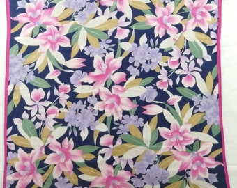 Vintage Mario Valentino Handkerchief Floral Pattern Pocket Square 16" X 16"