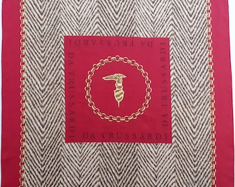 Vintage Trussardi Silk Scarf Mini Wavy Pattern Neck Wrap 22.5" X 22.5"