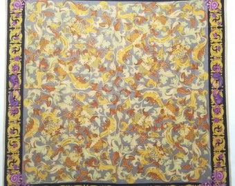 Vintage Lanvin Handkerchief Floral Pattern Pocket Square 18" X 18"